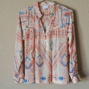Anthropologie Dolan Aztec Boho Long Sleeve Blouse